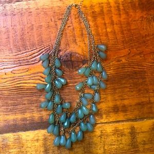 Triple strand faux jade crystal necklace